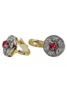 Vintage yellow 14k 585 gold ruby earrings vec161yw Vintage