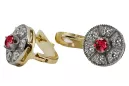 Vintage yellow 14k 585 gold ruby earrings vec161yw Vintage