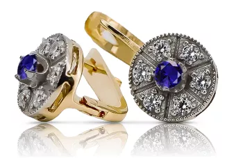 Vintage yellow 14k 585 gold sapphire earrings vec161yw Vintage