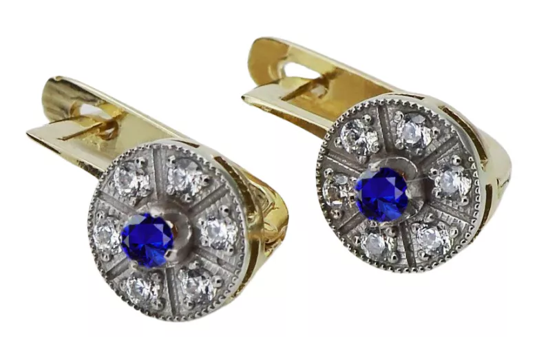 Vintage yellow 14k 585 gold sapphire earrings vec161yw Vintage