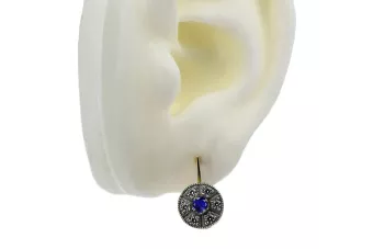 Vintage yellow 14k 585 gold sapphire earrings vec161yw Vintage