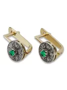 Vintage yellow 14k 585 gold emerald earrings vec161yw Vintage
