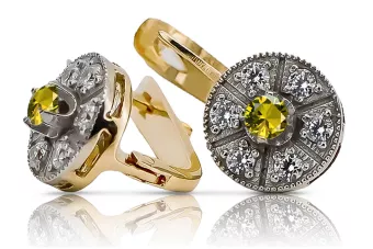 Vintage yellow 14k 585 gold peridot earrings vec161yw Vintage