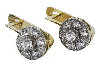 Vintage yellow 14k 585 gold zircone earrings vec161yw Vintage