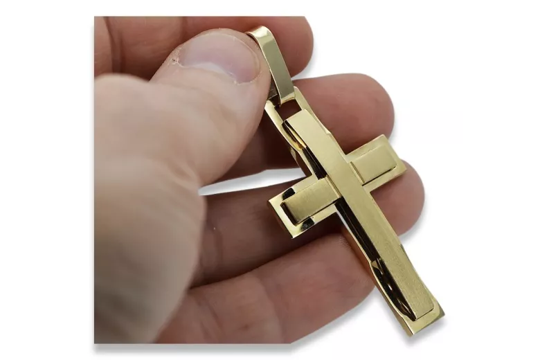 Crucea Catolică de Aur ★ russiangold.com ★ Aur 585 333 Preț mic