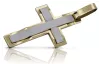 Croix catholique en or massif 14 carats jaune blanc ctc022yw