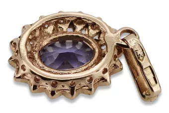 Ρωσικό ροζ κόκκινο χρυσό 14 καρατίων 585 μενταγιόν με αλεξανδρίτη VPC018 Vintage