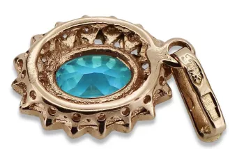 Ruso soviético rosa rosa 14k 585 oro aguamarina colgante vpc018 Vintage