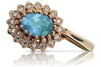 Руско съветско розово розово злато 14k 585 аквамарин висулка vpc018 Vintage