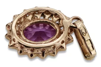 القلادة الروسية الوردية الحمراء 14 كارت الذهب 585