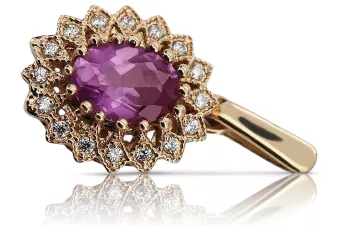 Vintage rose pink 14k 585 gold amethyst pendant vpc018 Vintage