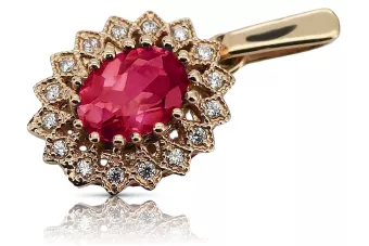 Vintage rose pink 14k 585 gold ruby pendant vpc018 Vintage