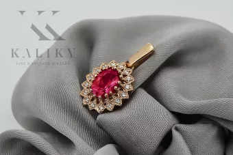 Vintage rose pink 14k 585 gold ruby pendant vpc018 Vintage