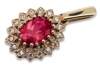 Vintage rose pink 14k 585 gold ruby pendant vpc018 Vintage