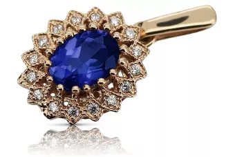 Руско съветско розово розово злато 14k 585 висулка със сапфир vpc018 Vintage