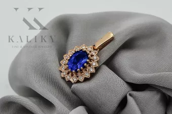 Ruso soviético rosa rosa 14k 585 oro zafiro colgante vpc018 Vintage