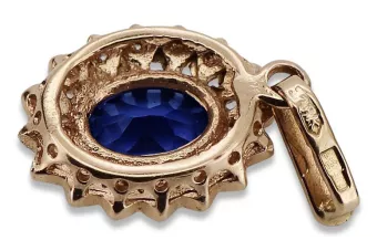 Руско съветско розово розово злато 14k 585 висулка със сапфир vpc018 Vintage