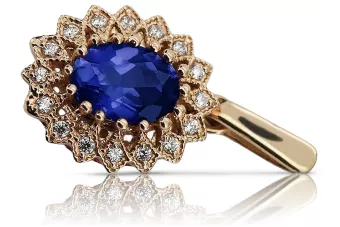 Ρωσικό ροζ κόκκινο χρυσό 14 καρατίων 585 με ζαφείρι VPC018 Vintage