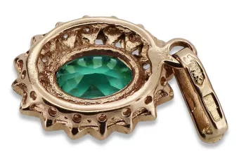 Ruso soviético rosa rosa 14k 585 oro esmeralda colgante vpc018 Vintage