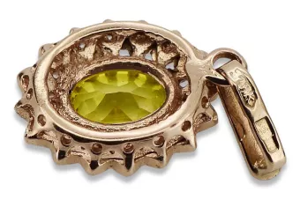 Ruso soviético rosa rosa 14k 585 oro peridoto colgante vpc018 Vintage