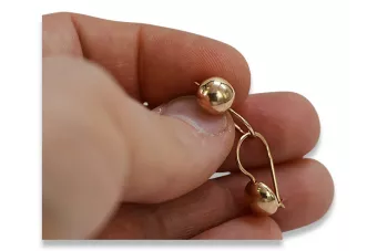 Руско розово розово съветско 14k 585 злато СССР Винтидж топки обеци ven130