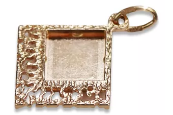Vintage rose pink 14k 585 gold  Vintage square pendant vpn041