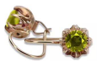 Vintage rose pink 14k 585 gold peridot earrings vec062