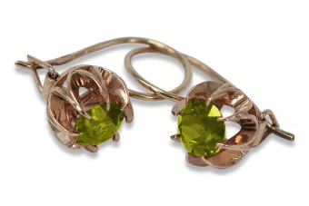 Σκουλαρίκια Vintage Rose Red από χρυσό 14 καρατίων 585 με Peridot Vec062