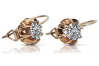 Vintage rose pink 14k 585 gold zircon earrings vec062