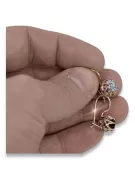 Vintage rose pink 14k 585 gold zircon earrings vec062