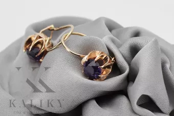 Pendientes Vintage de Oro Rosa 14k con Alejandrita
