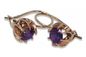 Вінтажні сережки з рожевого золота 14k з александритом