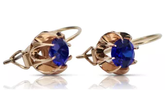 Vintage rose pink 14k 585 gold sapphire earrings vec062