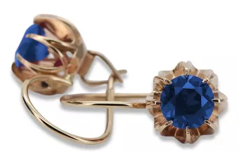 Vintage rose pink 14k 585 gold sapphire earrings vec062