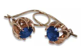 Vintage rose pink 14k 585 gold sapphire earrings vec062