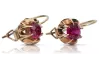 Vintage rose pink 14k 585 gold ruby earrings vec062