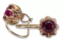 Vintage rose pink 14k 585 gold ruby earrings vec062