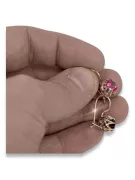 Vintage rose pink 14k 585 gold ruby earrings vec062