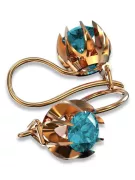 Vintage rose pink 14k 585 gold aquamarine earrings vec062