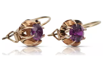 copy of Ruso soviético rosa rosa 14k 585 pendientes de oro vec062 alejandrita rubí esmeralda zafiro ...