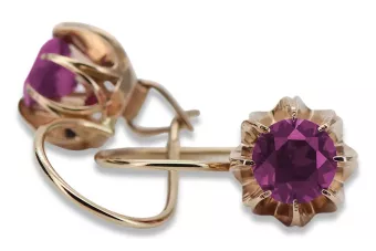copy of Ruso soviético rosa rosa 14k 585 pendientes de oro vec062 alejandrita rubí esmeralda zafiro ...