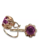 Vintage rose pink 14k 585 gold amethyst earrings vec062