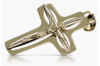Italienisch Gelb Weiß 14 Karat Gold Katholisches Jesuskreuz ctc009yw