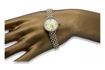 Damski zegarek z żółtego 14-karatowego złota próby 585 Geneve Lady Gift lw101ydg