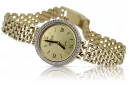Złoty zegarek damski 14K Geneve, cyrkonia, włoski, 23mm | Zlotychlopak.pl