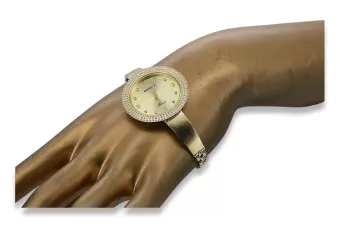 Prześliczny 14k złoty damski zegarek Geneve lw012y