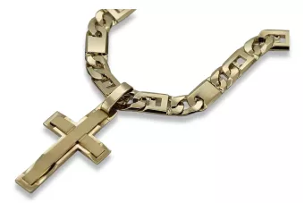 Katholisches Kreuz aus Gelbgold 14 Karat mit eleganter Kette ctc022y&cc098y