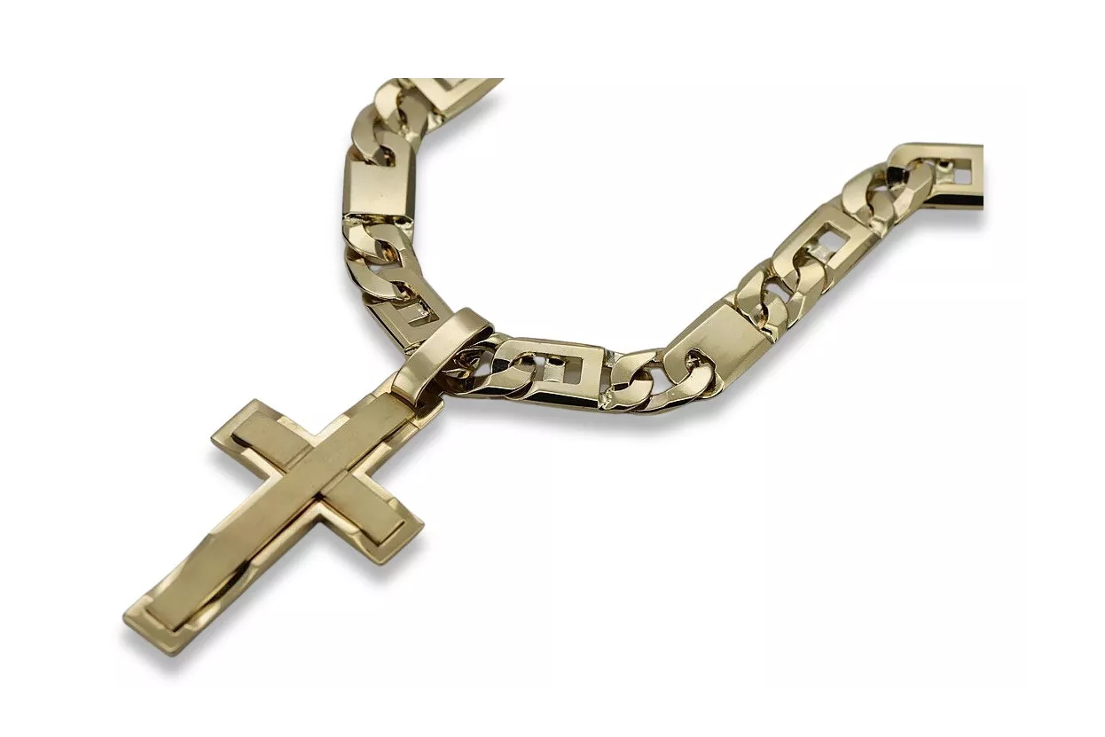 Or jaune 14k Croix catholique avec chaîne élégante ctc022y constantecc098y