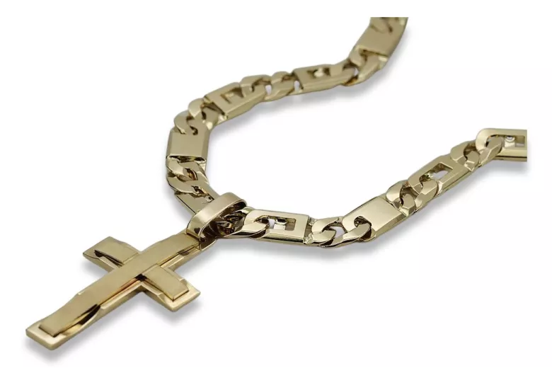 Or jaune 14k Croix catholique avec chaîne élégante ctc022y constantecc098y