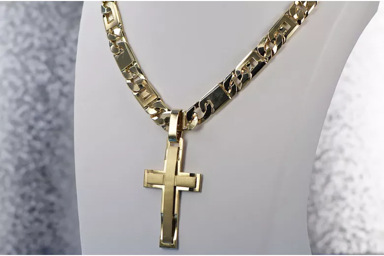 copy of Galben 14k aur cruce catolică cu elegant lanț ctc096y &cc099y